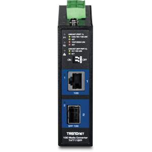 TRENDnet TI-F711SFP Industrial 10G SFP+ Media Converter, IP50, DIN rail or wall mount